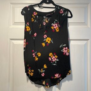 Black tank blouse with tie front